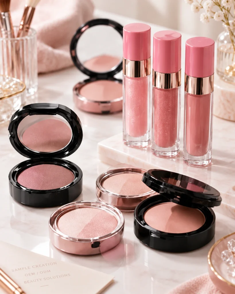 Lip and face makeup sample formats for cosmetic product development
